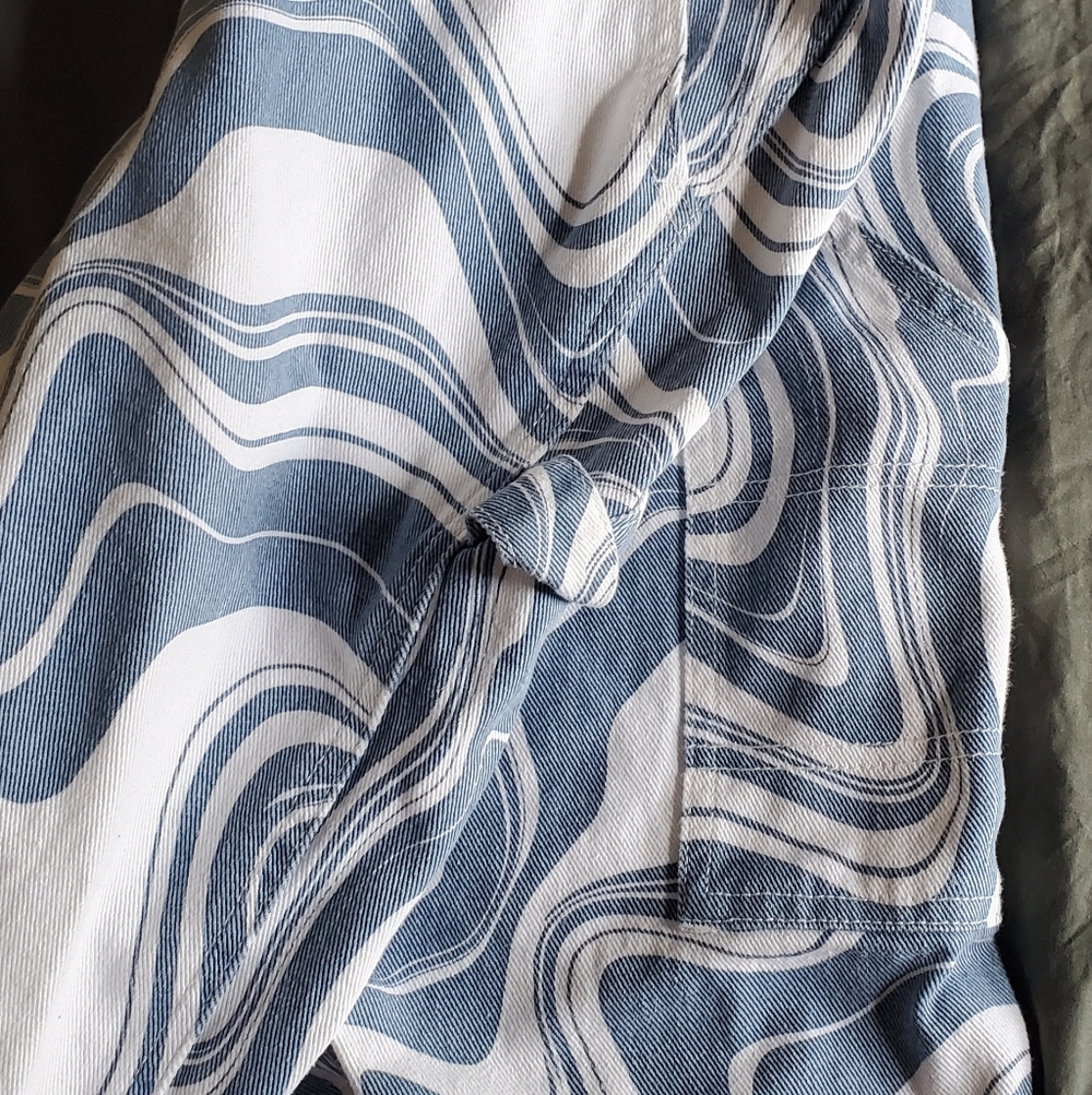 PacSun Swirl Print Carpenter Pants - Blue & White - Picture 4 of 7